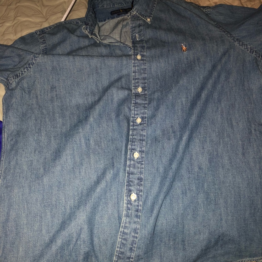 Never worn polo denim shirt